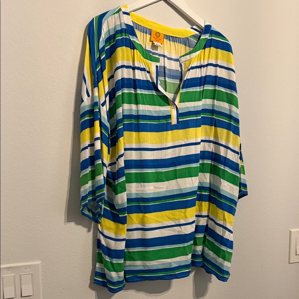 Ruby Rd. Colorful Striped Blouse Tunic